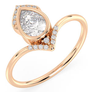 Anillo de compromiso solitario REYES de plata de ley 925 de alta calidad para mujer, diseño original, corte pera, 0.81CT, anillos de moissanita. - Product Image 2