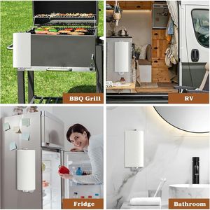 Portarotolo Magnetico Argento con Meccanismo a Cricchetto a Strappo Unilaterale, Montaggio Autoadesivo a Parete per Frigorifero, Senza Foratura, Organizzazione a Parete - Product Image 2