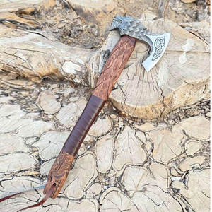 Hacha Vikinga Nórdica Tradicional, Hecha a Mano, con Mango de Madera, Herramienta para Cortar Leña, Estilo Artesanal, Decoración de Estilo Tradicional - Product Image 5
