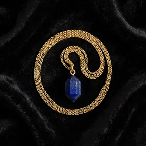 Collier pendentif en pierre précieuse naturelle Lapis Lazuli 18 mm, laiton plaqué or, argent, or rose, personnalisable, vente en gros, cadeau, bijoux minimalistes - Product Image 5