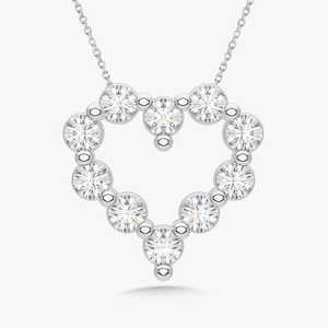 Colliers pendentifs en forme de cœur avec diamants, or massif 14 carats, breloques délicates pour tous les jours, bijoux fins fabriqués par un fabricant - Product Image 3