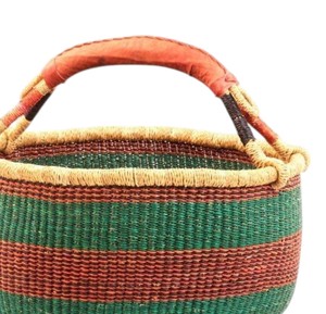 Panier de rangement en jonc de mer fait main, en fibres naturelles, écologique, vert et marron, pour linge sale, au meilleur prix - Product Image 2