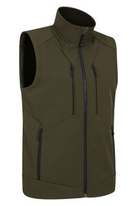 Chaleco Soft Shell para hombre, ligero y resistente al viento, longitud regular, cuello alto, cremallera frontal, chaleco Soft Shell transpirable y moderno - Product Image 2