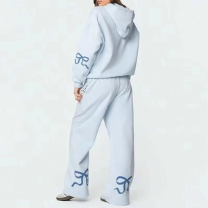 Ensemble de survêtement deux pièces pour femme, hiver, décontracté, respirant, imprimé, en polaire 100% nylon, pour la gym, l'entraînement, le fitness, le jogging - Product Image 2