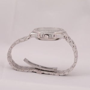 Reloj de Lujo de Acero Inoxidable con Incrustaciones de Moissanita y Diamantes Redondos, Estilo Hip Hop, para Hombre y Mujer, India - Product Image 2