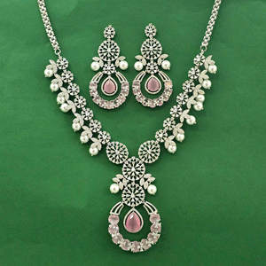 Available At Reasonable Price Cubic Zirconia Classic Necklace With Rhodium Plating 440217 - Product Image 3
