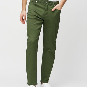 Jean slim respirant en denim uni pour homme, tissu extensible, vert, décontracté, mode été-hiver - Product Image 1