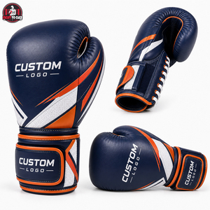Gants de boxe à lacets bleu marine et orange, personnalisés, durables, tendance, pour la vente en gros 2026 - Product Image 2