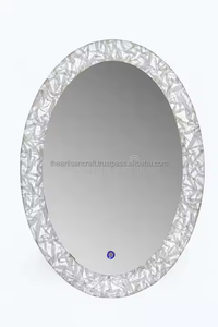 Espejo redondo hecho a mano marfil con Incrustaciones de nácar para decoración de pared decoración del hogar embalaje y logotipo personalizados - Product Image 6