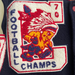 OEM Custom Unisex Winter Tanned High Street Varsity <b>Jacket</b> Long Sleeve <b>Patch</b> Chenille Embroidery Letterman Style Front Logo - Product Image 3