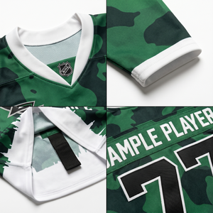 Maillot de hockey sur glace personnalisable 100 % polyester à col en V, motif camouflage, sublimation intégrale, manches longues, uniforme d'équipe pour hommes, vêtements de sport OEM - Product Image 4