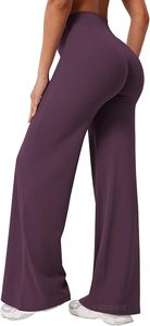 High Waist <b>Flared</b> Leg <b>Yoga</b> <b>Leggings</b> Solid Purple Seamless Stretch Full Length Activewear Pants Women Athletic Wear - Product Image 2