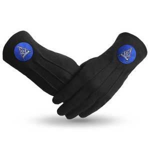 Gants en coton noir à longueur de poignet avec emblème maçonnique - Product Image 1