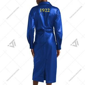 Sigma Gamma Rho 1922 vêtements de sororité brodés en similicuir longue robe chemise Maxi attirail grec - Product Image 2