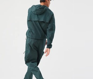 Conjunto de Chaqueta Cortavientos Impermeable con Capucha para Hombre, Color Sólido, Manga Larga, Corte Regular, para Todas las Estaciones, Ropa de Exterior - Product Image 2