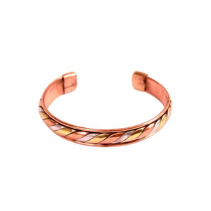 Bracelet manchette en fil de cuivre pur tressé, fait main, oxydé, torsadé en chevrons, bijou réglable en métal pour homme - Product Image 5