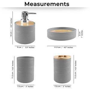 ชุดอุปกรณ์ห้องน้ำ 4 ชิ้น ที่วางแปรงสีฟัน ที่จ่ายสบู่ แก้วบ้วนปาก และที่วางสบู่ สำหรับบ้าน ห้องครัว และของใช้จำเป็นในห้องน้ำ - Product Image 2