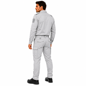Conjunto de Uniforme de Guardia de Seguridad para Hombre, Camisa de Manga Larga, Pantalones Cargo, Gris Sólido, Ropa de Trabajo Profesional, Uniforme para Todas las Temporadas - Product Image 4