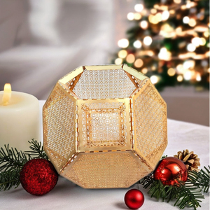 Handmade Antiqued Golden Metal Candelabra Customizable Votive Candle <b>Jars</b> Tea Light Holders for Home Wedding Christmas Decor - Product Image 1