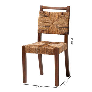 DreamCraft Silla de comedor de madera de caoba y algas marinas naturales de 2 piezas Asiento tejido Origen de Vietnam - Product Image 4
