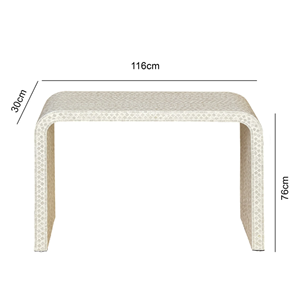 Magnifique table console en nacre, faite à la main, éco-responsable, avec structure en bois durable, meuble de salon au design traditionnel et antique. - Product Image 4