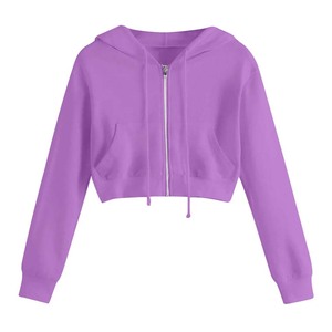 เสื้อฮู้ดครอปสำหรับผู้หญิง ใส่ได้ในฤดูหนาว แขนยาว ผ้าฝ้ายผสมเนื้อนุ่ม ระบายอากาศได้ดี สวมใส่สบาย แฟชั่นทันสมัย - Product Image 6