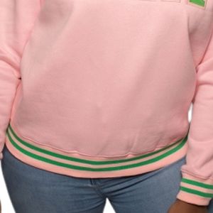 <b>Pink</b> AKA Embroidered Crew Neck <b>Sweatshirt</b> With Green Letter Detail Casual Pullover Knit Top Stylish Women Fashion Wear - Product Image 6