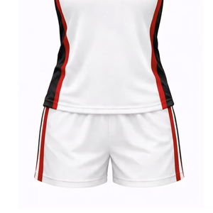 Unisex Adult White Volleyball Uniform Set Sublimation Printed Breathable 100% Polyester Jersey Shorts - Product Image 4