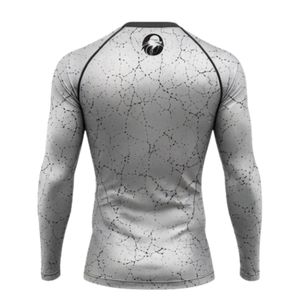 Light Grey Long Sleeve Compression <b>Shirt</b> Crackle Print Athletic Training Gym Workout Breathable Sublimated Performance Sports - Product Image 2