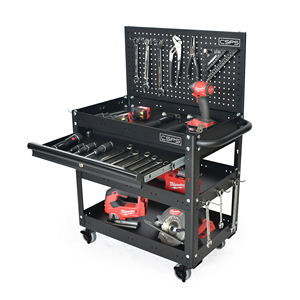 Heavy Duty Matte Black Powder Coated Steel Utility <b>Cart</b> Family keywords: for Garage Workshop Storage Use - Product Image 5