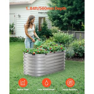 Bac de jardin surélevé ovale en métal galvanisé pour extérieur, grand modèle 4 x 2 x 2 pieds, avec fond ouvert - Product Image 2