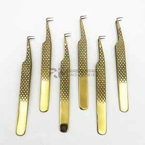 Pince à épiler pour extensions de cils RMI de qualité supérieure, couleur or plasma, avec poignée diamantée, en acier inoxydable - Product Image 6