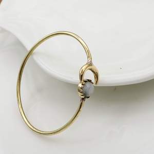 Handmade Brass Crescent Moon Moonstone Cuff <b>Bracelet</b> Adjustable Open Bangle Minimalist <b>Boho</b> Celestial Jewelry for Women - Product Image 2