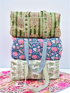 Indian Handmade Luxury Lightweight Block Print Quilted Cotton Duffle <b>Bag</b> for Women Travel & Shopping Bulk Orders - Product Image 1