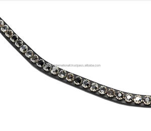 Bandas de cuero para cejas para caballos Cristales de 6 mm disponibles en muchos colores Formas Tamaños con botón a presión Extremo de bucle - Product Image 2