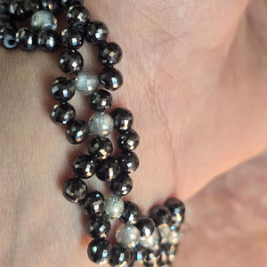 4.5 MM <b>Black</b> & 4.5 MM Light Blue Moissanite Diamond <b>Bracelet</b> Hand Made gift For <b>Woman</b> - Product Image 1