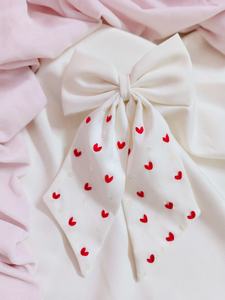 Pinza para el pelo de satén blanco hecha a mano para niños, con lazo de fresa bordado con cuentas, accesorio para el cabello, lindo lazo de cinta, horquilla, tocado de moda - Product Image 2