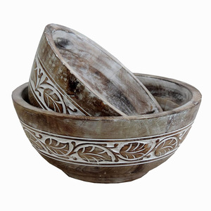 Bol en bois de manguier sculpté à la main antique Table basse sèche Snack servant comptoir en bois présentoir bols cuisine salon décor utilisation - Product Image 6