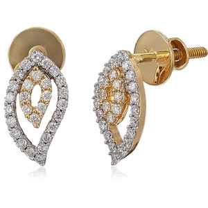 Boucles d'oreilles clous en or rose 18 carats avec diamants de laboratoire style marquise, bijoux fins inspirés de la nature pour femme - Product Image 1