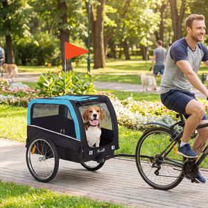 Rimorchio per Bicicletta per Cani con Ruote da 20 Pollici, Sgancio Rapido, Riflettori e Bandiera, Trasportino per Animali - Product Image 2
