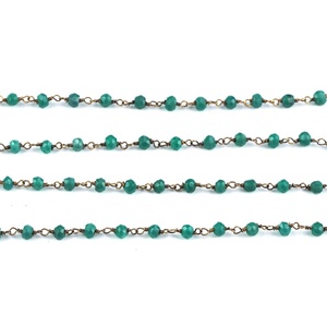 Onyx vert Hydro Gemstone facettes Rondelle perlée chapelet chaîne de placage d'argent pour la fabrication de bijoux Onyx chaîne prix de gros en vrac - Product Image 5