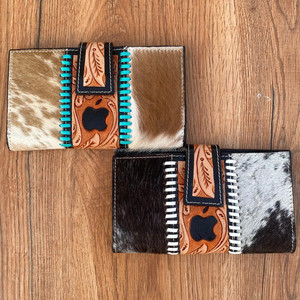 Cartera tallada a mano, recién llegada, funda de teléfono de embrague, Cartera de cuero de piel de vaca occidental, multiusos, carteras con logotipo de Apple - Product Image 4