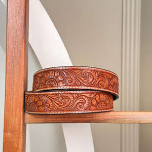 Sangle de ceinture robuste en cuir véritable usiné à la main de haute qualité avec trous pour homme sans boucle ceintures durables pour hommes et femmes - Product Image 4