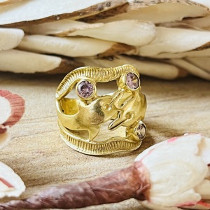 Unique Design Dolphin <b>Ring</b> <b>Boho</b> Brass <b>Rings</b> For Women 18k Gold Plated Animal Chunky Band Amethyst Jewelry For Wholesale/OEM/ODM - Product Image 2