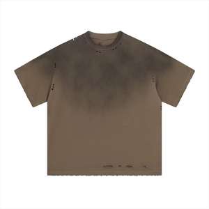 เสื้อยืดผู้ชายทรงโอเวอร์ไซส์สไตล์วินเทจ ล้างสีแบบแอซิดวอช ผ้าฝ้าย 100% เสื้อผ้าลำลอง พิมพ์ลายโลโก้แบบดิสเทรส ราคาขายส่ง รับผลิตแบบ OEM - Product Image 5