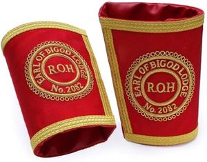 Manchettes de gauntlets maçonniques - Broderie de qualité supérieure, entièrement brodées à la main. Poids de l'article : 100 grammes. - Product Image 4