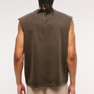 Débardeur sans manches pour homme, col rond, uni, olive, tricoté, coupe décontractée - Product Image 3