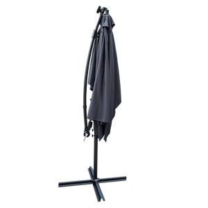 Ombrellone Rettangolare 2x3M da Esterno con Luci LED Solari, Impermeabile, 6 Stecche, con Manovella e Base a Croce, Parasole da Mercato - Product Image 5