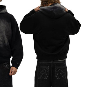 Sweat à capuche tendance personnalisé effet délavé, fermeture éclair intégrale, qualité supérieure, molleton 100% coton épais, style streetwear ou décontracté, unisexe - Product Image 5