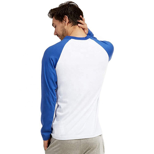 Camiseta Deportiva Vintage para Hombre, Mangas Raglán, Cuello Redondo, Color Azul Marino Sólido, Manga Larga, 100% Algodón, Impresión Digital - Product Image 4